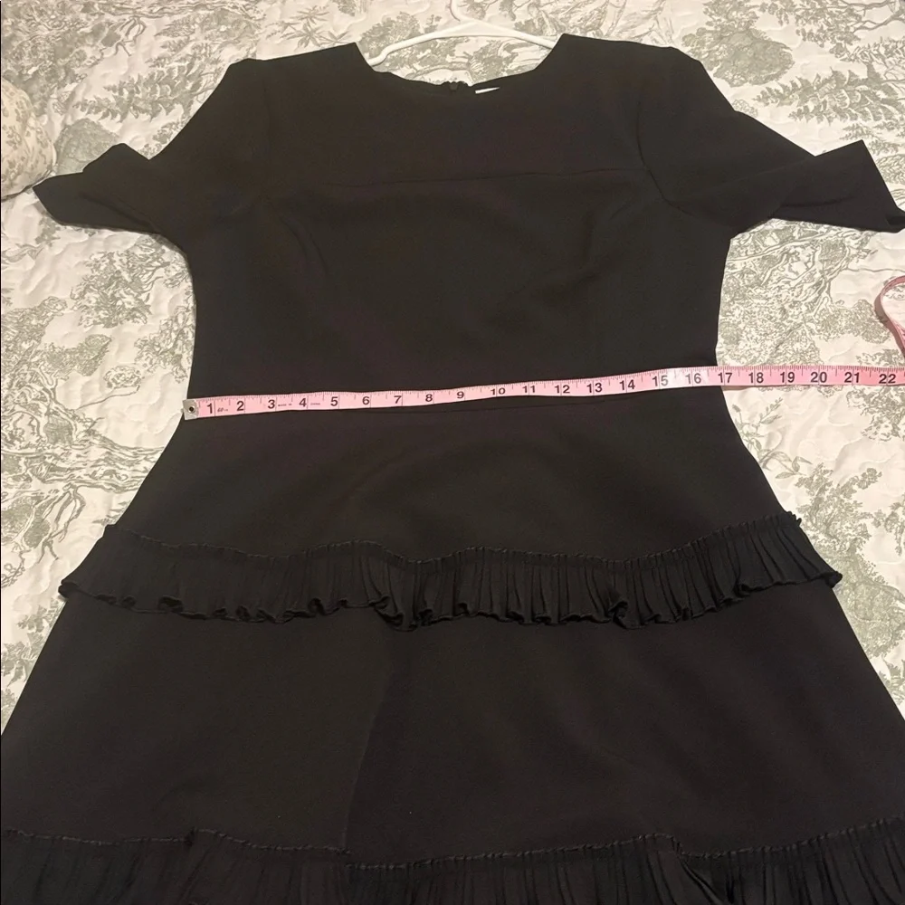 Gibson Latimer sz 10 black short sleeve midi dress ruffle flounce skirt LBD_6